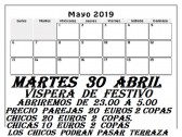 MARTES VISPERA FESTIVO